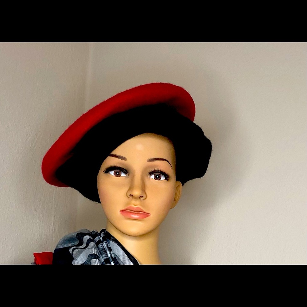 Wool Berets. One in red and one in black. One size